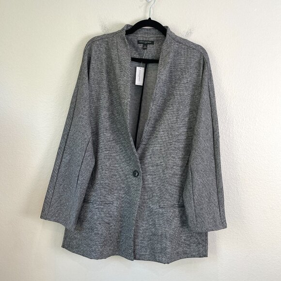 NEW $120 Banana Republic Womens XL Collarless One Button Blazer Stretch Jacket - Picture 3 of 12